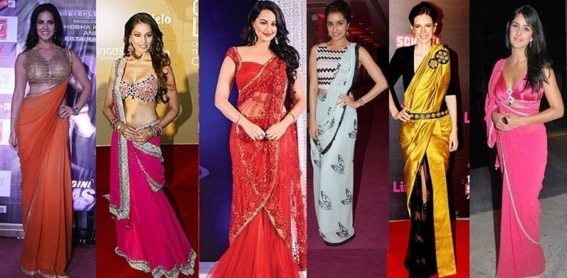 party wear saree wearing style